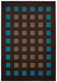 Dywan nowoczesny Kwadraciki brązowo-niebieskie 160 cm x 225 cm