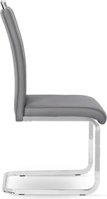 Krzesło Tapicerowane do Jadalni LOCA Szare Na Płozach Ekoskóra Nowoczesne