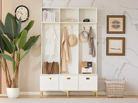 Nowoczesna szafa wejściowa - z wieszakiem na ubrania i miejscem na buty - Biała
