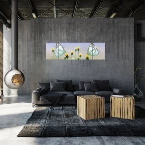 Obraz motyli na kwiatku (170x50 cm)