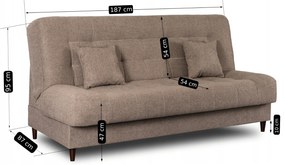 Sofa z Funkcją Spania NEPAL Wersalka Rozkładana Dwuosobowa Brązowa Nowoczesna do Salonu