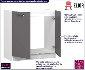 Szara szafka kuchenna pod zlewozmywak - Tereza 13X