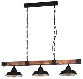 Czarno-naturalna lampa wisząca z metalowym kloszem OLDBURY – EGLO