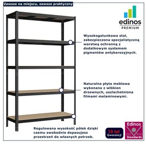 Regał metalowy z 5 półkami E3-G40