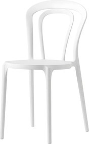 Zestaw 2 nowoczesnych krzeseł optycznie białych "Caffè" z polipropylenu, sztaplowanych, do użytku wewnątrz i na zewnątrz, cm 53x53 83h