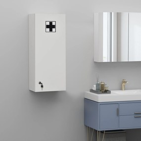 Szafka ścienna Kleankin z regulowanymi półkami, biała płyta wiórowa E1, zamykana na klucz, 30x20x70 cm | Aosom PL