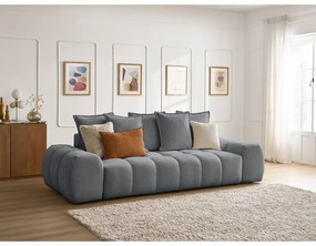 Ciemnoszara rozkładana/ze schowkiem sofa z tkaniny szenilowej 278 cm Everest – Bobochic Paris