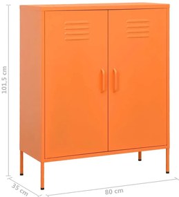 Pomarańczowa stalowa szafka z 2 półkami R3-Z71