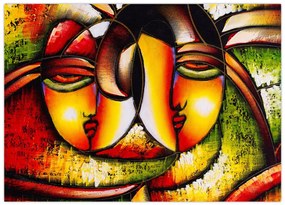 Obraz - Obraz olejny, abstrakcyjne twarze (70x50 cm)