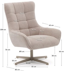 Beżowy obrotowy fotel z tkaniny szenilowej Teryl – Kave Home