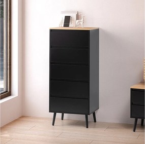 Komoda z pięcioma szufladami w kolorze czarnym