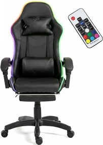 Fotel gamingowy z podnóżkiem i oświetleniem LED Raxor, kolor czarny
