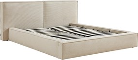 Łóżko ze skrzynią 160 x 200 cm - Welur sztruksowy - Beżowy - TAVESO