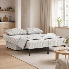 Łóżko sofa narożnik mebel wielofunkcyjny 7w1 TOMI pasy VELO 03 szary