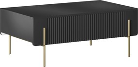 Stolik kawowy Malmi 100 cm z szufladami - czarny mat / złote nóżki