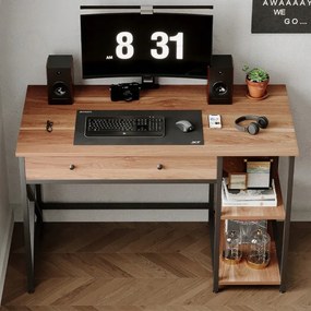 Biurko komputerowe  -  jasny brąz z szufladą półkami 120cm