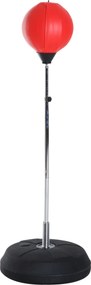 HOMCOM Zestaw bokserski z regulowanym workiem treningowym, w zestawie rękawice, 126-144cm, Czerwony