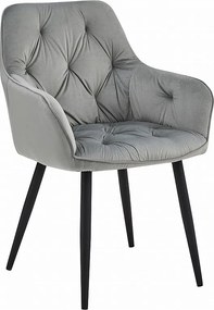 Krzesło do jadalni Valora LUKK – srebrno-szary aksamit z czarnymi nogami x 1