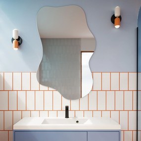 Lustro dekoracyjne o nieregularnym kształcie bez podświetlenia FLOW Lift | Różne rozmiary | Różne kolory : Kolor tafli szkła - Srebrny, Rozmiar - 100 x 127 cm