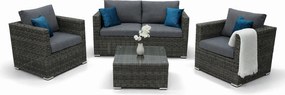 Zestaw rattanowy MALIBU dla 4 osób (szary)