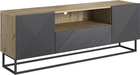 Szafka RTV Asha 167 cm z szufladą i metalowym stelażem - artisan / rivier stone mat