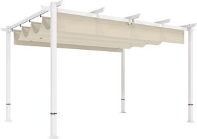 Outsunny Pergola 3 x 4 m z przesuwanym dachem, magnetycznymi zamknięciami, UV30+, kolor beżowy | Aosom PL