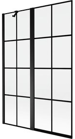 Mexen Mist parawan nawannowy 2-skrzydłowy lewy 120 x 150 cm, czarna kratka, czarny - 8A9-120-011-70-77-L