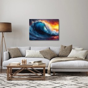 Obraz - Fala o zachodzie słońca (70x50 cm)