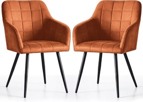 2x Krzesło tapicerowane z przeszyciami kwadratowymi Miedziane LUXANO Czarne nogi