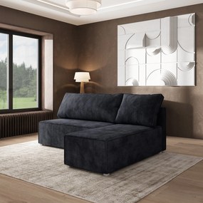 Masseno Narożnik BRISO z funkcją spania i pojemnikiem na pościel Narozniki L, Rozkładana sofa - Czarny, POSO 135