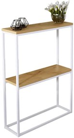 Minimalistyczna konsola biały + dąb lancelot - Carello 5X