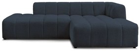 Ciemnoniebieski narożnik z materiału bouclé (prawostronny/z szezlongiem) Annecy – Bobochic Paris