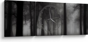 Obraz - Las we mgle (z zegarem) (90x30 cm)