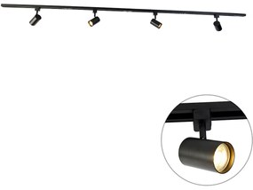 Nowoczesny system oświetlenia szynowego z 4 reflektorami czarny 1-fazowy - Iconic Yade Nowoczesny Oswietlenie wewnetrzne