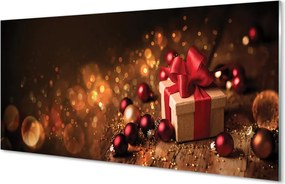 Panel szklany do Kuchni Bożonarodzeniowy Podarek na Drewnie