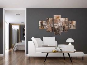 Obraz - Abstrakcja w odcieniach brązu (125x70 cm)