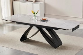 Rozkładany stół z ceramicznym blatem Luigi 160-240 cm, szary marmur/czarny