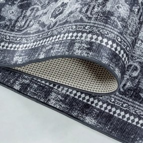 Dywan drukowany antypoślizgowy Fiesta Vintage szaro-czarny 120 cm x 170 cm