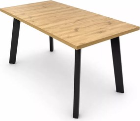 Stół rozkładany loftowy Verus 150–190 cm, blat laminowany, metalowe czarne nogi