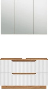 Zestaw mebli łazienkowych dąb/białe paski 119.2x35x62.5 lotta