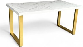 STÓŁ PROSTOKĄTNY NOWOCZESNY MARMUR BIAŁY + ZŁOTE NOGI 80x140/240 cm + nogi metalowe