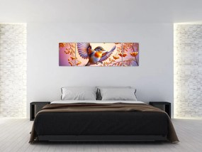 Obraz - Ptak z jarzębiną (170x50 cm)
