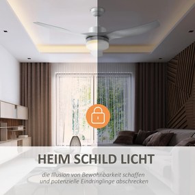HOMCOM Wentylator sufitowy z oświetleniem LED, design 2 w 1, z timerem, pilotem, lampa sufitowa z wentylatorem, Biały