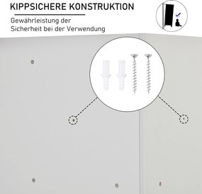 HOMCOM Regał na zabawki dla dzieci z 3 szufladami filcowymi, MDF, zabezpieczenie przed przewróceniem, Szary