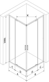 Mexen Exo-R Duo kabina prysznicowa kwadratowa uchylna 70 x 70 cm, transparent, czarna - 8110-070-070-70-00