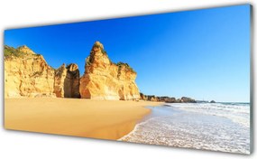 Szkło do Kuchni na Ścianę Błękit Oceanu I Złoty Piasek