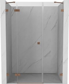Mexen Lunar drzwi prysznicowe uchylne lewe 160 cm, transparent, miedź szczotkowana - 834S-160-050-65-00-L