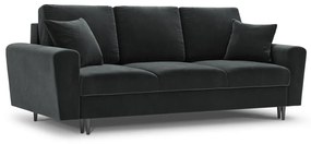 Ciemnoszara aksamitna rozkładana/ze schowkiem sofa 235 cm Kyoto – Cosmopolitan Design