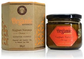 Świeca organiczna Nagpuri Narangi - Pomarańcza 200g w bursztynowym szkle