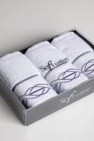 Zestaw podarunkowy małych ręczników VITA, 3 szt Biały / lila haft